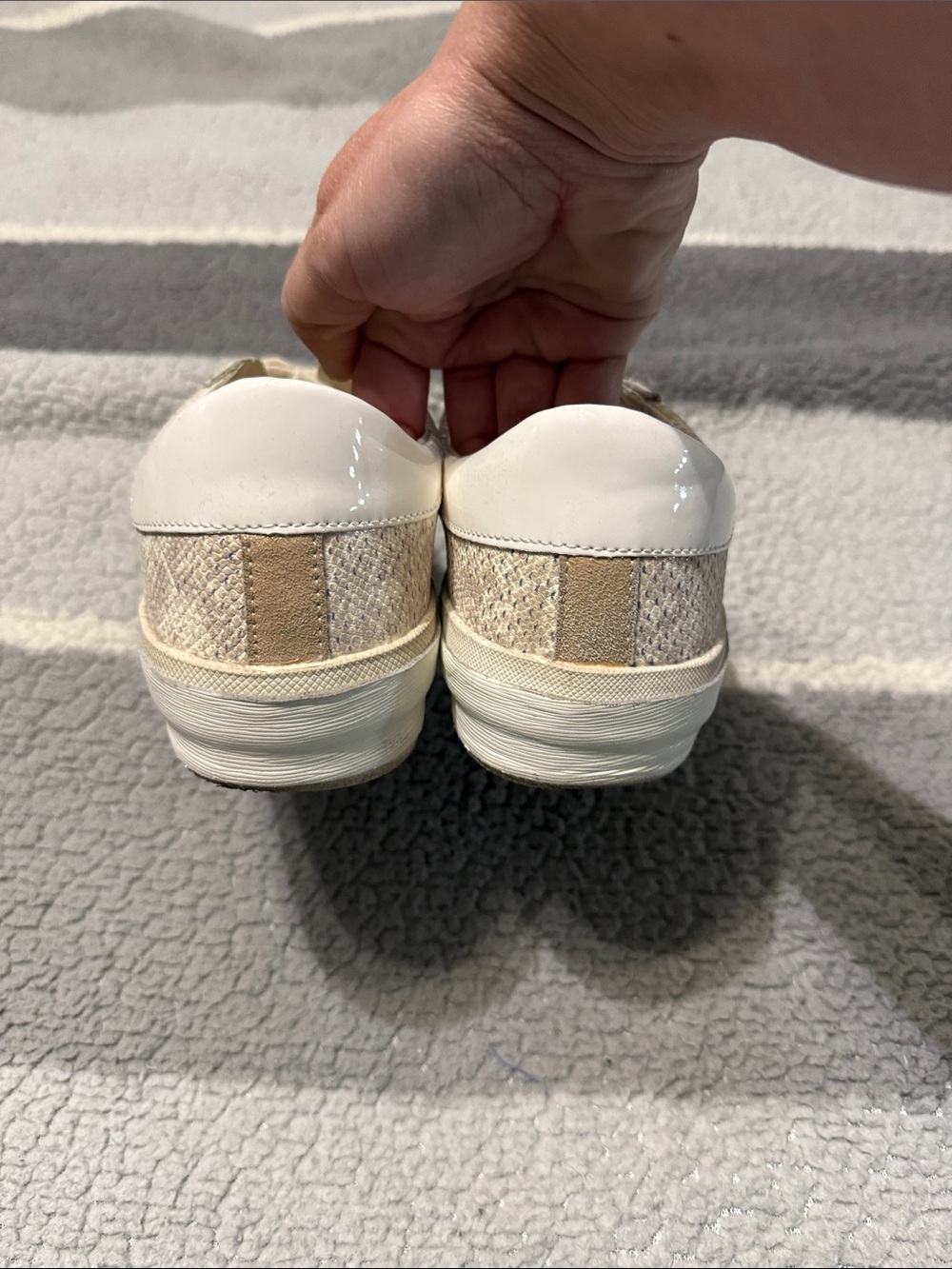 Dolce Vita Metallic Gold and Cream Lace-Up Sneakers - Picture 3 of 7